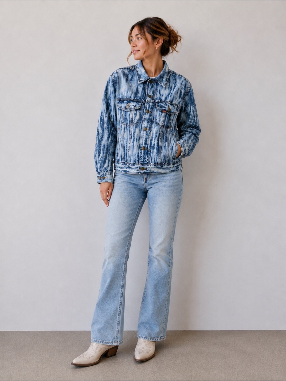 LEE Rider Acid Wash Denim Jacket Women's Size M? Made In Canada - 2 Pockets